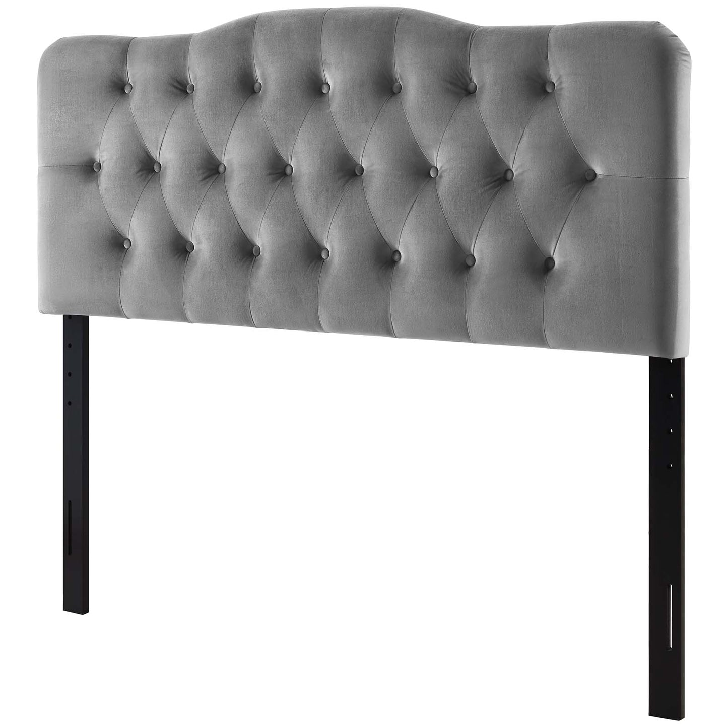 Annabel Full Diamond Tufted Performance Velvet Headboard, Velvet Fabric, Grey Gray, 17978