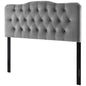 Annabel Full Diamond Tufted Performance Velvet Headboard, Velvet Fabric, Grey Gray, 17978