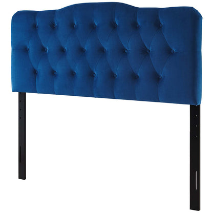 Annabel Full Diamond Tufted Performance Velvet Headboard, Velvet Fabric, Navy Blue, 17980