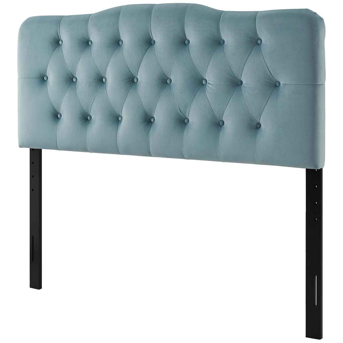 Annabel Queen Diamond Tufted Performance Velvet Headboard, Velvet Fabric, Light Blue, 17984