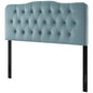 Annabel Queen Diamond Tufted Performance Velvet Headboard, Velvet Fabric, Light Blue, 17984