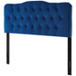 Annabel Queen Diamond Tufted Performance Velvet Headboard, Velvet Fabric, Navy Blue, 17985