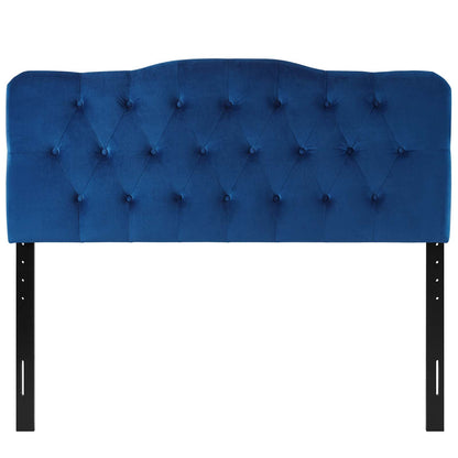 Annabel Queen Diamond Tufted Performance Velvet Headboard, Velvet Fabric, Navy Blue, 17985