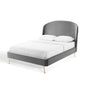 Mira Upholstered Performance Velvet Queen Platform Bed, Velvet, Grey Gray, 21285