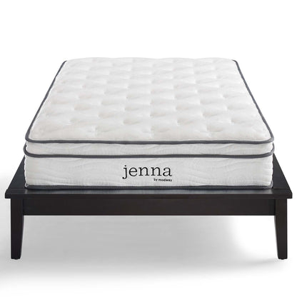 Jenna 8" Twin Innerspring Mattress, Fabric, White, 18086