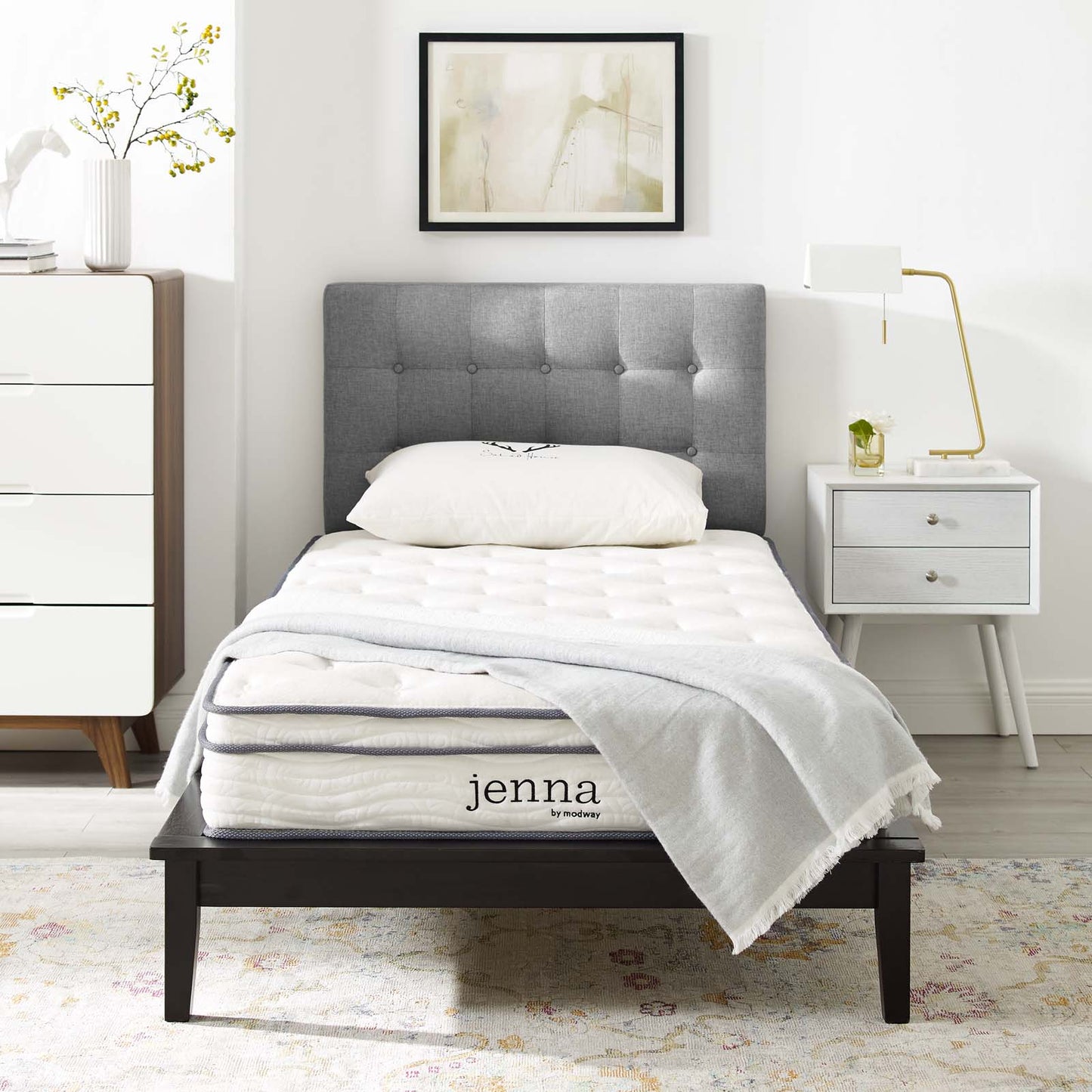 Jenna 8" Full Innerspring Mattress, Fabric, White, 18087