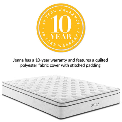 Jenna 8" Full Innerspring Mattress, Fabric, White, 18087