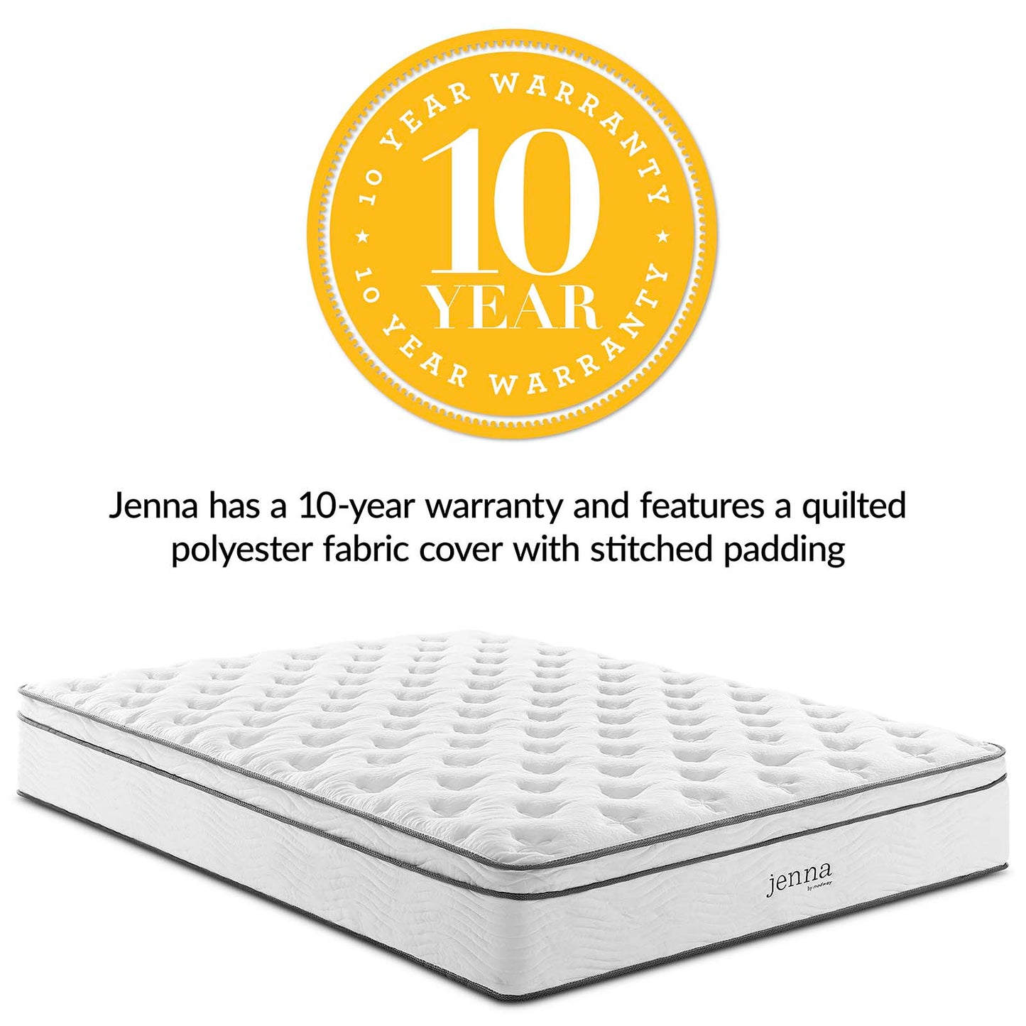 Jenna 8" King Innerspring Mattress, Fabric, White, 18089
