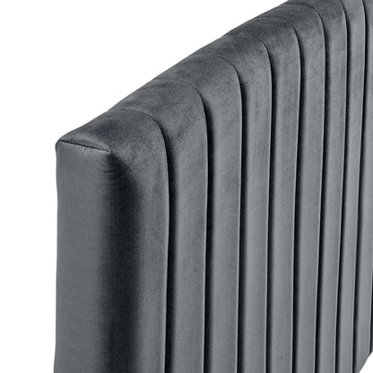 Rebecca Performance Velvet Twin Headboard, Velvet, Dark Grey Gray, 21290