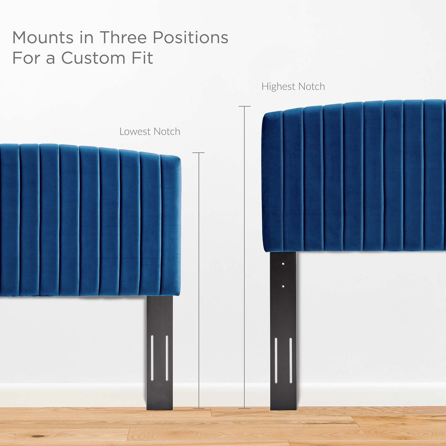 Rebecca Performance Velvet King / California King Headboard, Velvet, Blue Navy, 21302