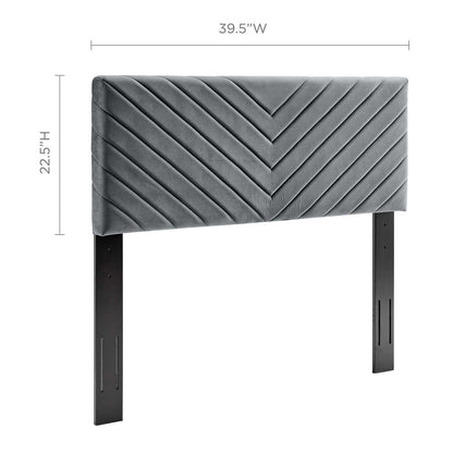 Alyson Angular Channel Tufted Performance Velvet Twin Headboard, Velvet, Dark Grey Gray, 21305