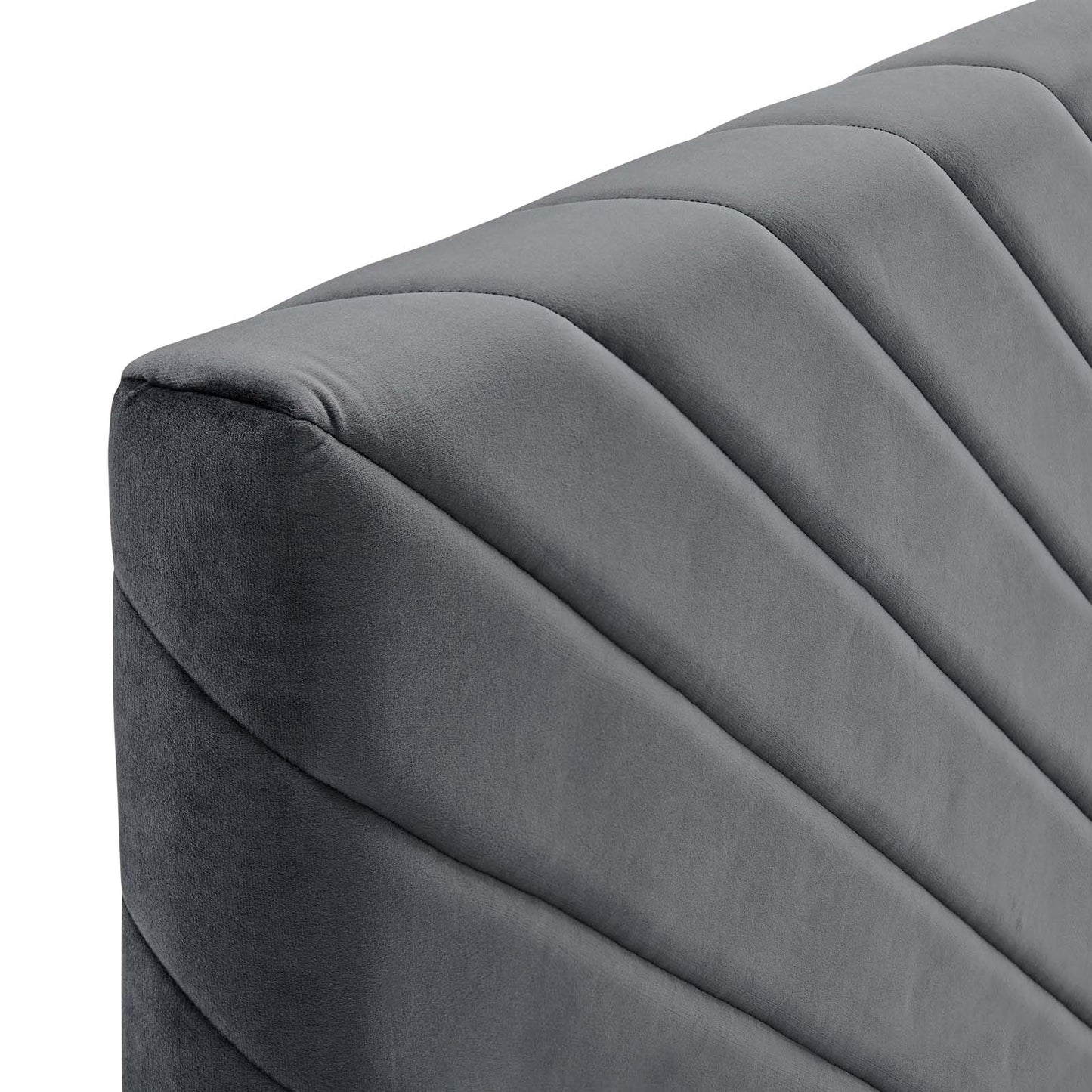 Alyson Angular Channel Tufted Performance Velvet Twin Headboard, Velvet, Dark Grey Gray, 21305