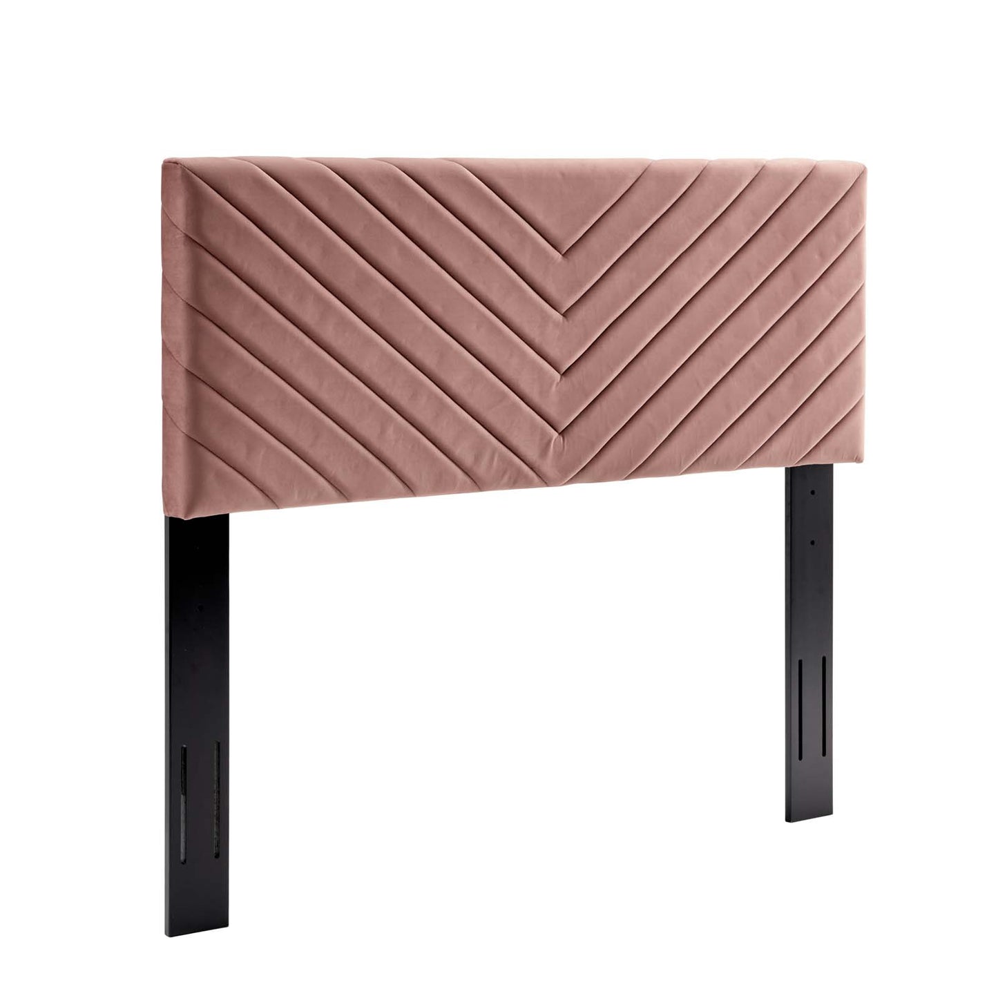 Alyson Angular Channel Tufted Performance Velvet Twin Headboard, Velvet, Pink, 21306