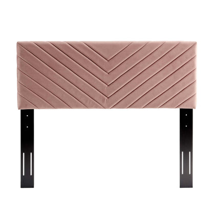 Alyson Angular Channel Tufted Performance Velvet Twin Headboard, Velvet, Pink, 21306