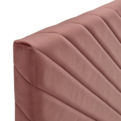 Alyson Angular Channel Tufted Performance Velvet Twin Headboard, Velvet, Pink, 21306