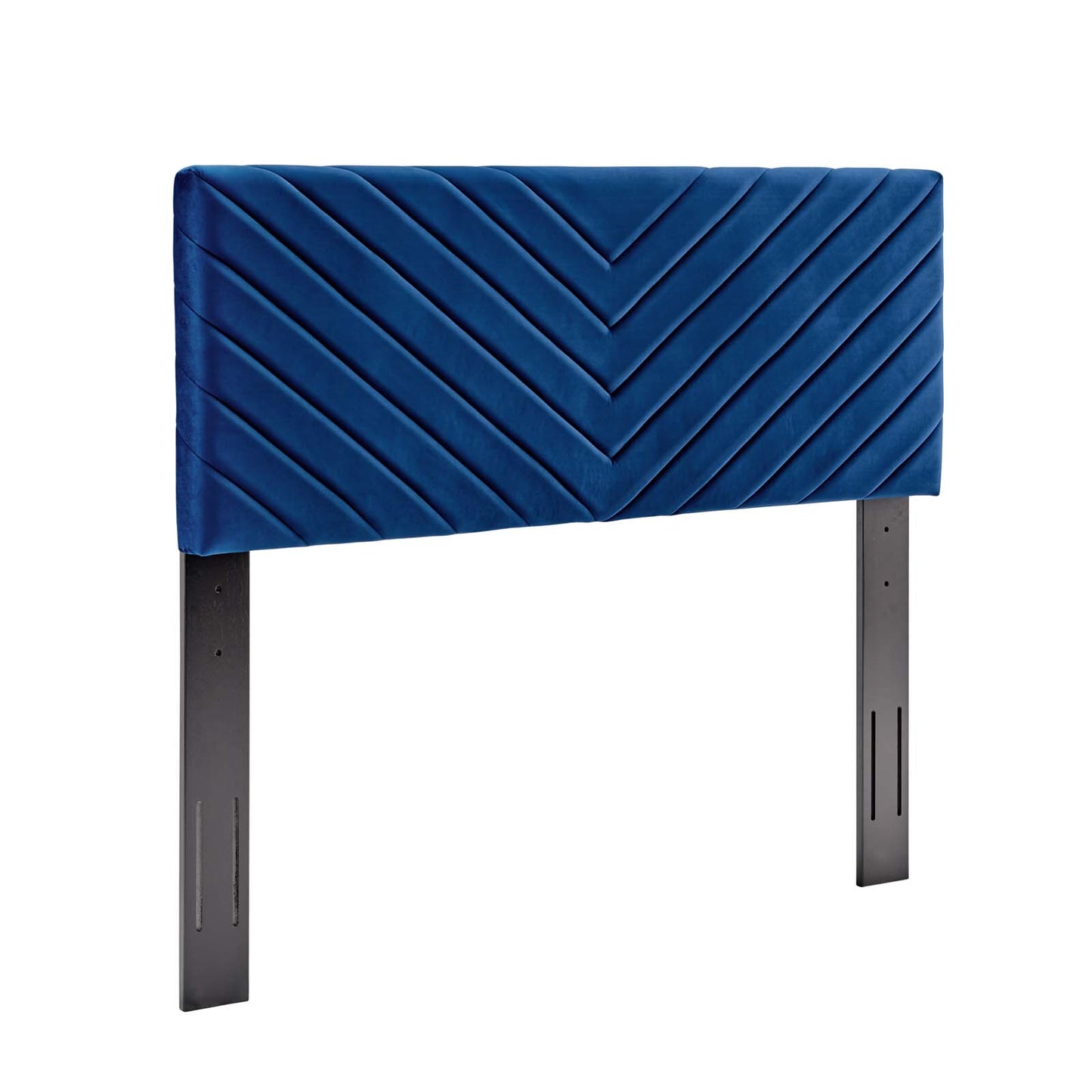 Alyson Angular Channel Tufted Performance Velvet Twin Headboard, Velvet, Blue Navy, 21307