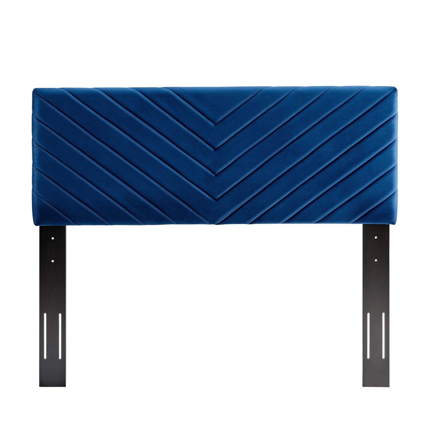 Alyson Angular Channel Tufted Performance Velvet Twin Headboard, Velvet, Blue Navy, 21307