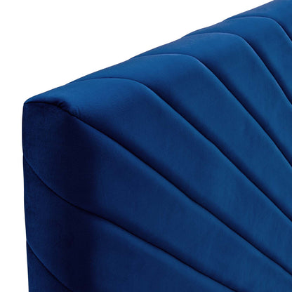Alyson Angular Channel Tufted Performance Velvet Twin Headboard, Velvet, Blue Navy, 21307