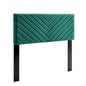 Alyson Angular Channel Tufted Performance Velvet Twin Headboard, Velvet, Teal Blue, 21308