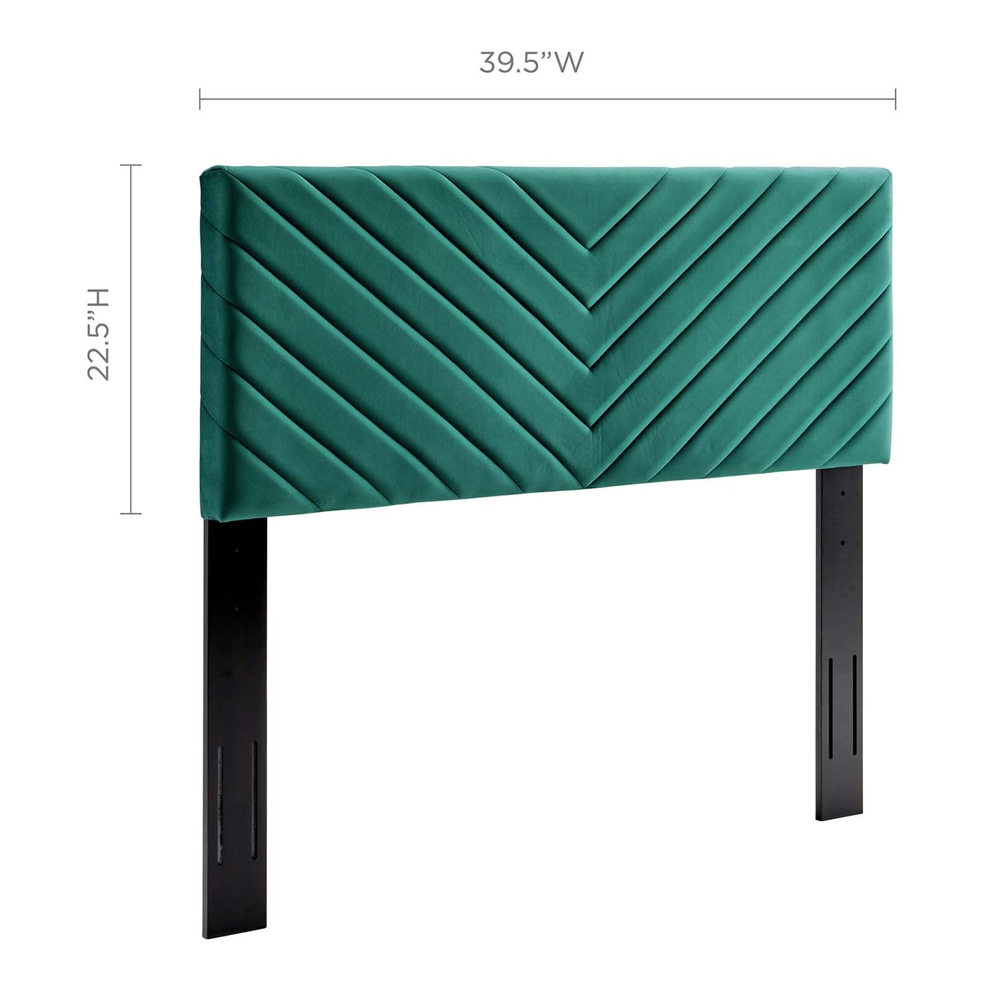 Alyson Angular Channel Tufted Performance Velvet Twin Headboard, Velvet, Teal Blue, 21308