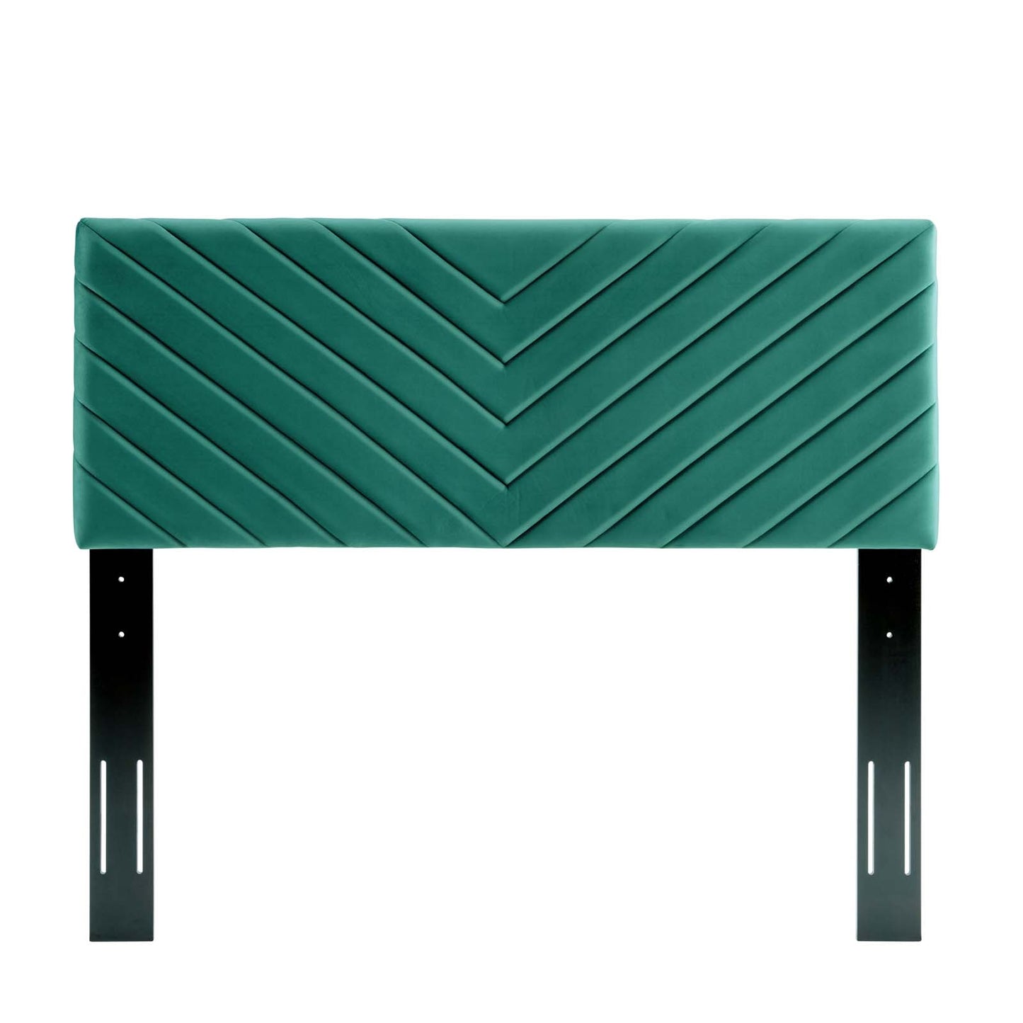 Alyson Angular Channel Tufted Performance Velvet Twin Headboard, Velvet, Teal Blue, 21308