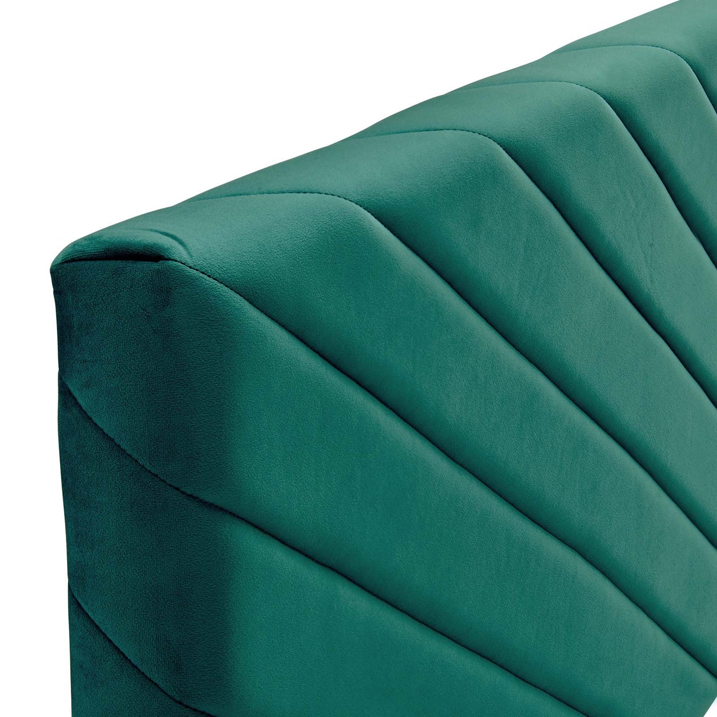Alyson Angular Channel Tufted Performance Velvet Twin Headboard, Velvet, Teal Blue, 21308
