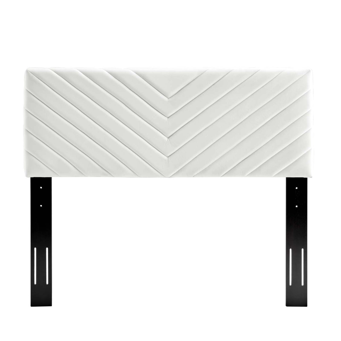 Alyson Angular Channel Tufted Performance Velvet Twin Headboard, Velvet, White, 21309