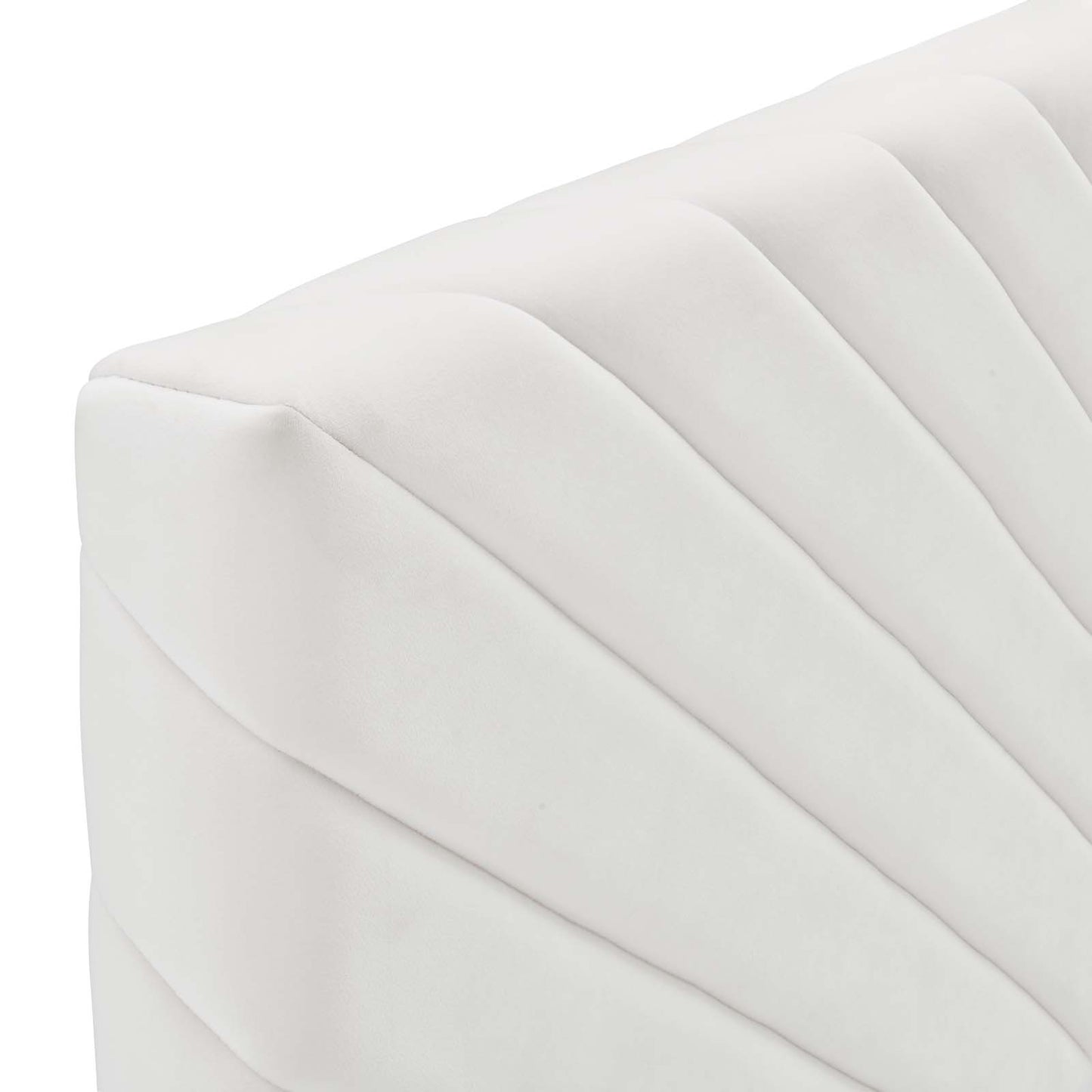 Alyson Angular Channel Tufted Performance Velvet Twin Headboard, Velvet, White, 21309