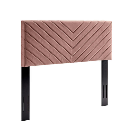 Alyson Angular Channel Tufted Performance Velvet Full / Queen Headboard, Velvet, Pink, 21311