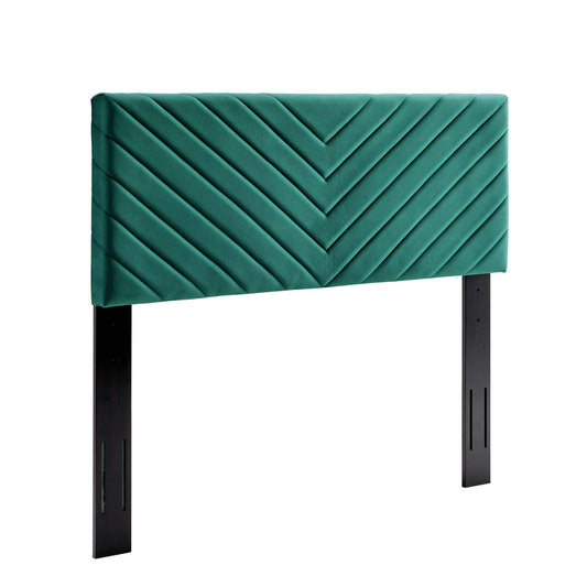 Alyson Angular Channel Tufted Performance Velvet Full / Queen Headboard, Velvet, Teal Blue, 21313