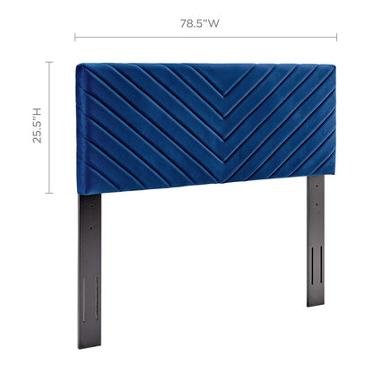 Alyson Angular Channel Tufted Performance Velvet King / California King Headboard, Velvet, Blue Navy, 21317