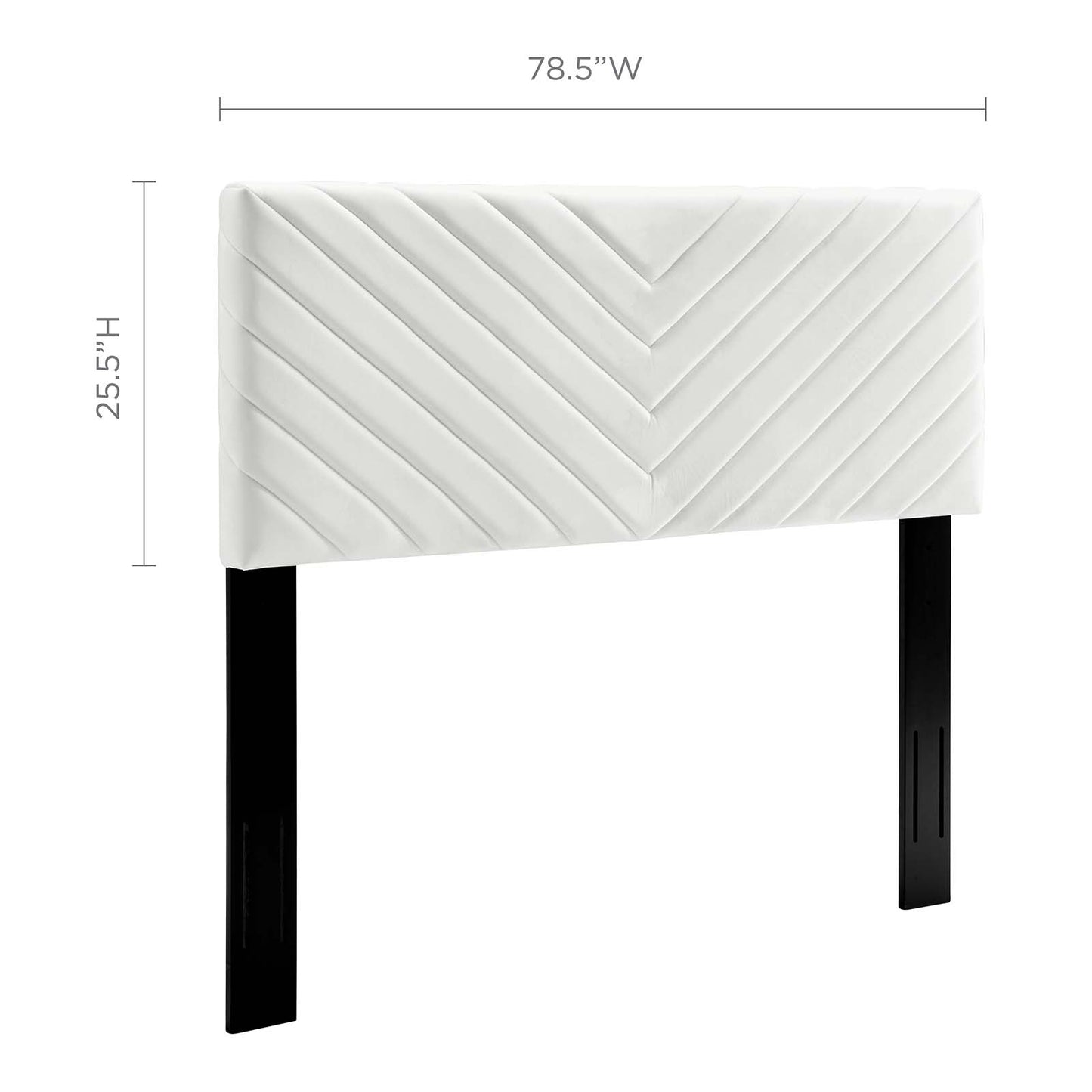 Alyson Angular Channel Tufted Performance Velvet King / California King Headboard, Velvet, White, 21319