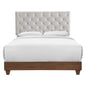 Rhiannon Diamond Tufted Upholstered Fabric Queen Bed, Fabric, Wood, Brown Walnut Beige, 21320