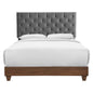 Rhiannon Diamond Tufted Upholstered Fabric Queen Bed, Fabric, Wood, Brown Walnut Grey Gray, 21321