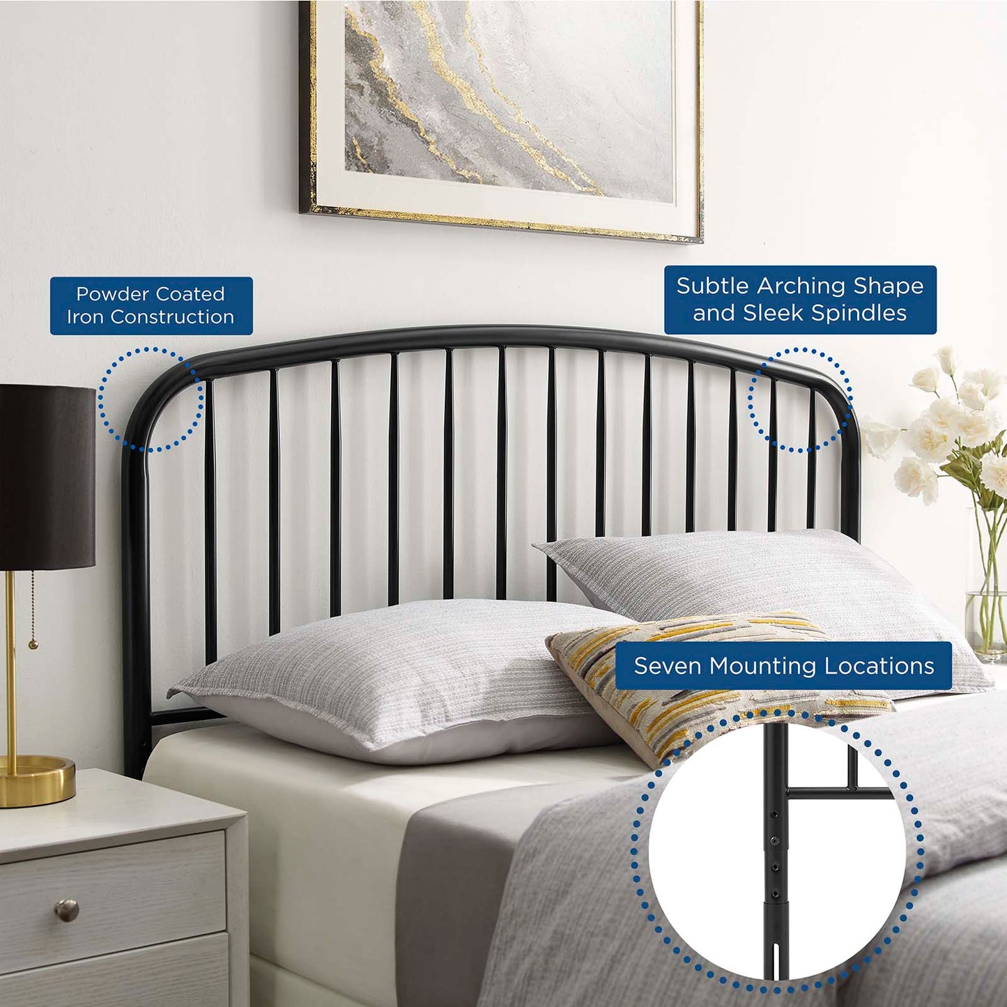 Nova Full Metal Headboard, Metal, Black, 21329