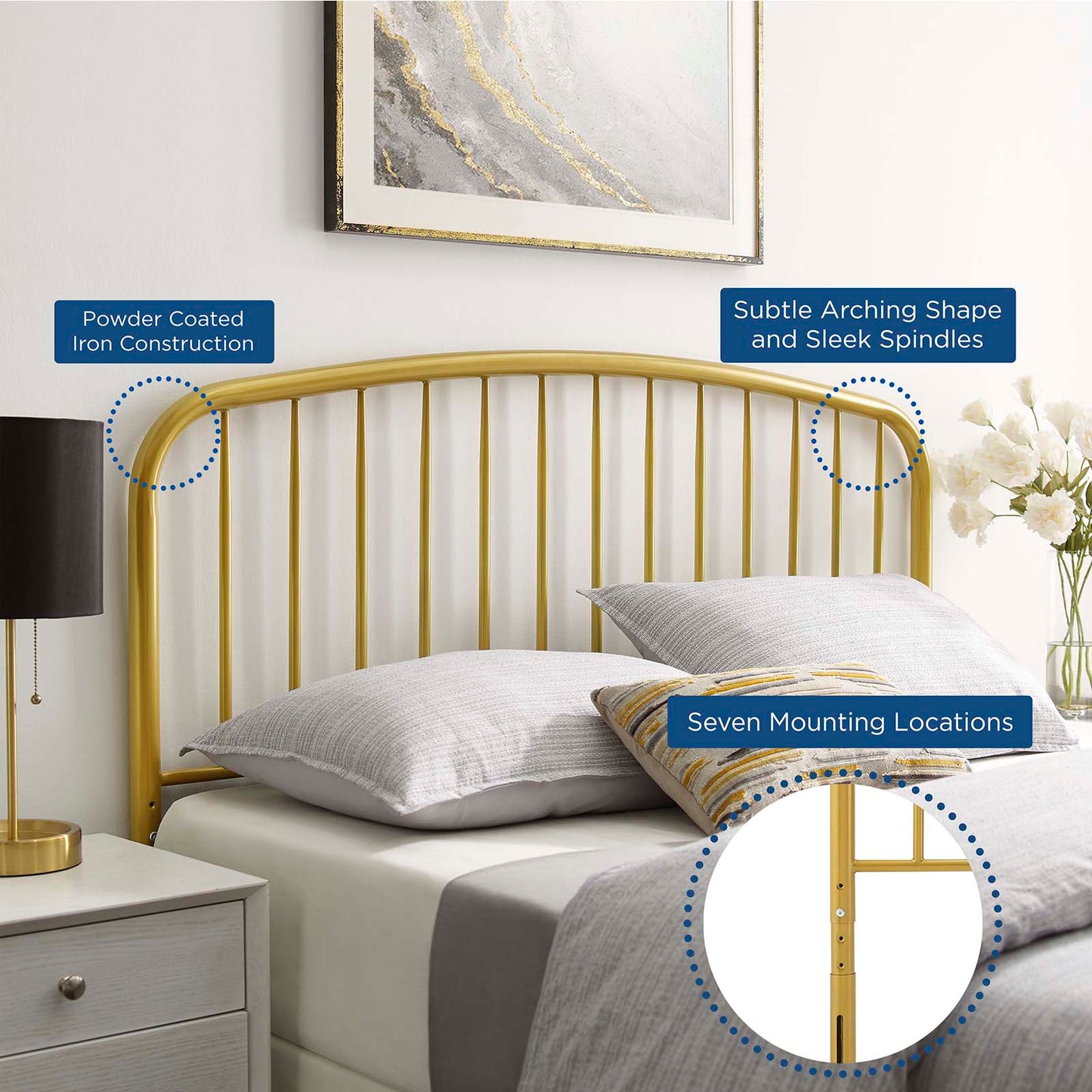 Nova Full Metal Headboard, Metal, Gold, 21330
