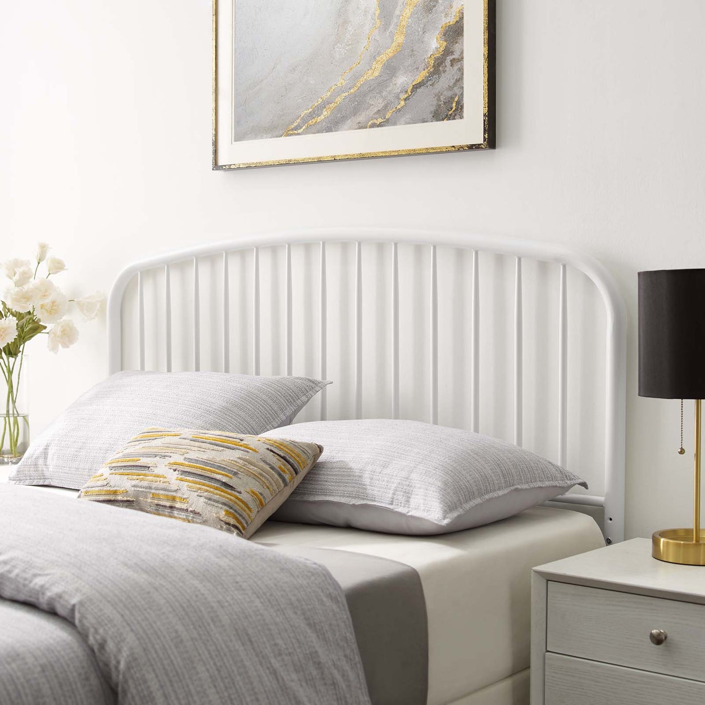 Nova King Metal Headboard, Metal, White, 21340