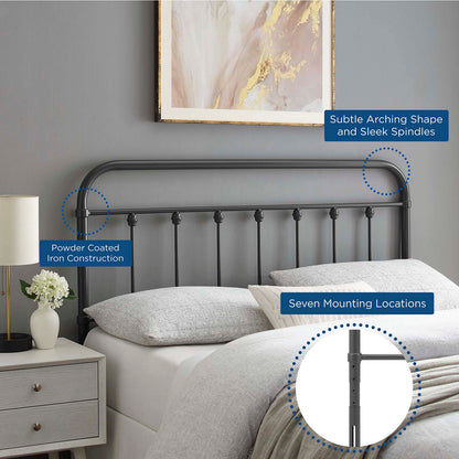 Sage Full Metal Headboard, Metal, Grey Gray, 21347