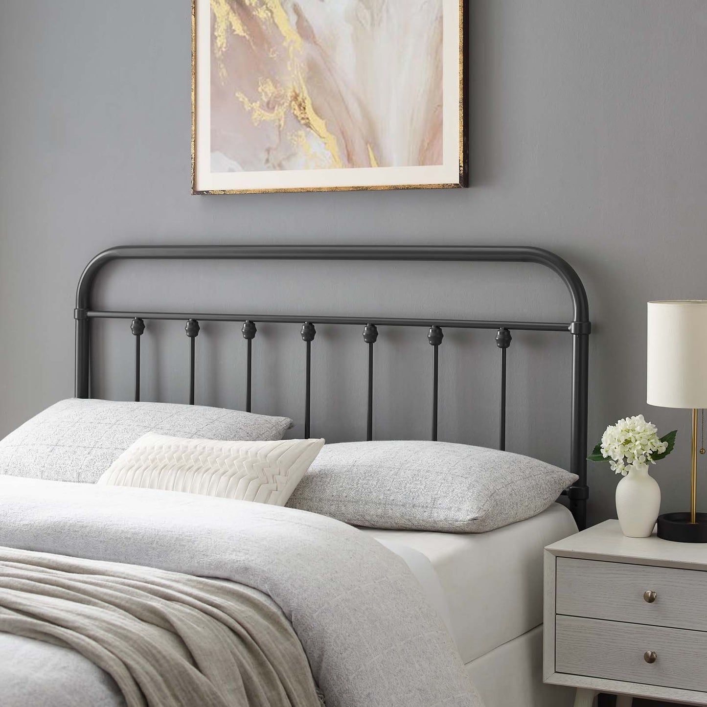 Sage King Metal Headboard, Metal, Grey Gray, 21355