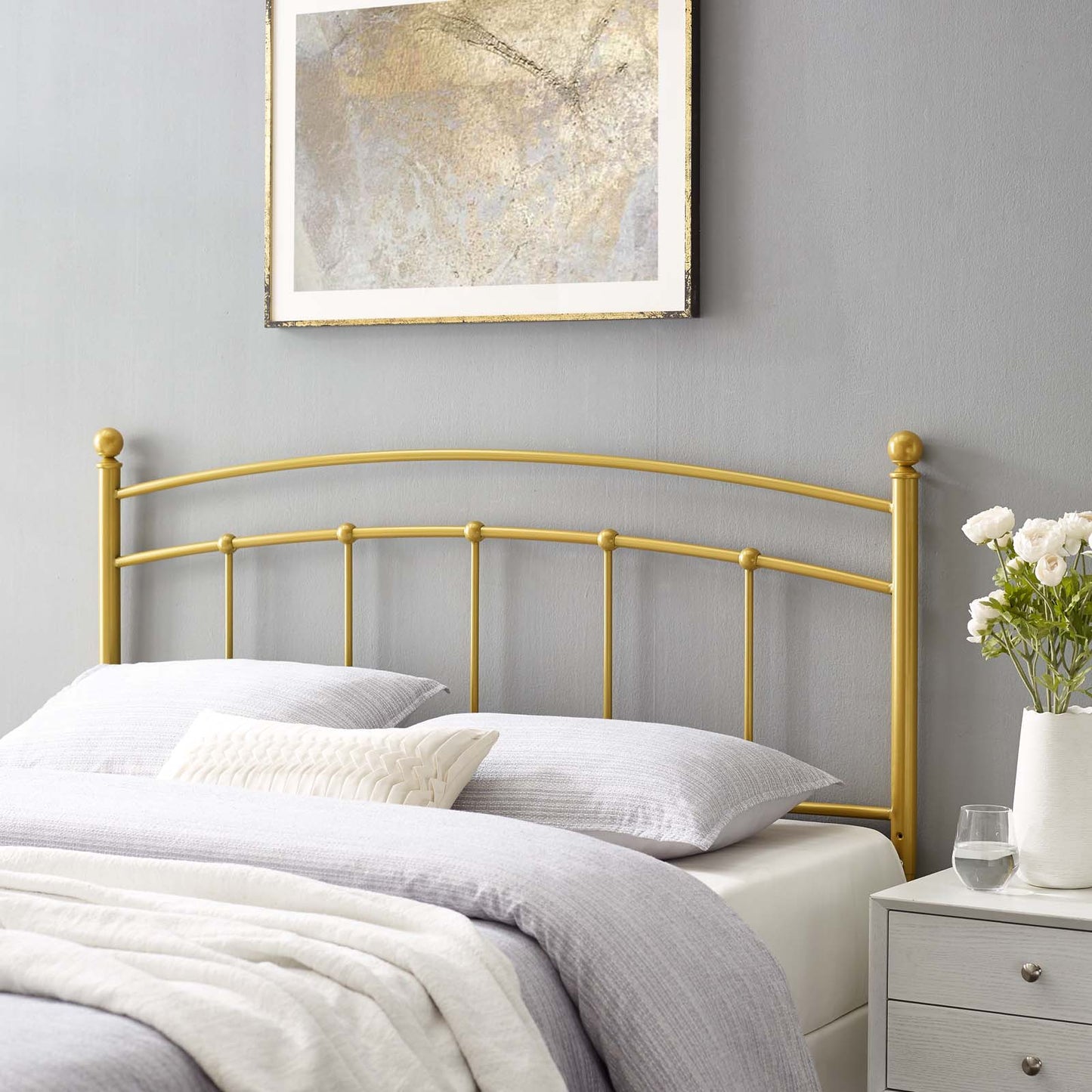 Abigail Twin Metal Headboard, Metal, Gold, 21358