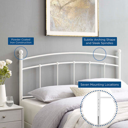 Abigail Twin Metal Headboard, Metal, White, 21360