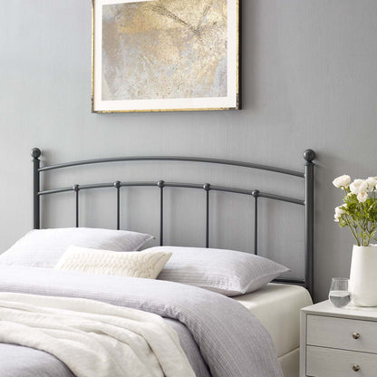 Abigail King Metal Headboard, Metal, Grey Gray, 21371