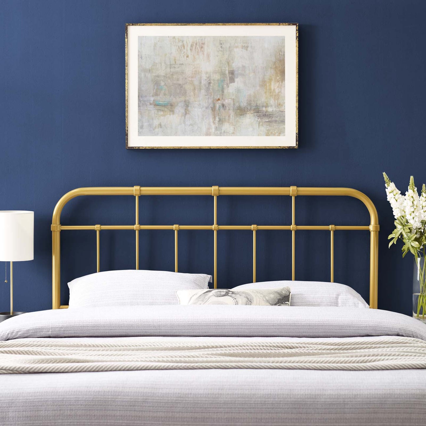 Alessia Queen Metal Headboard, Metal, Gold, 21382