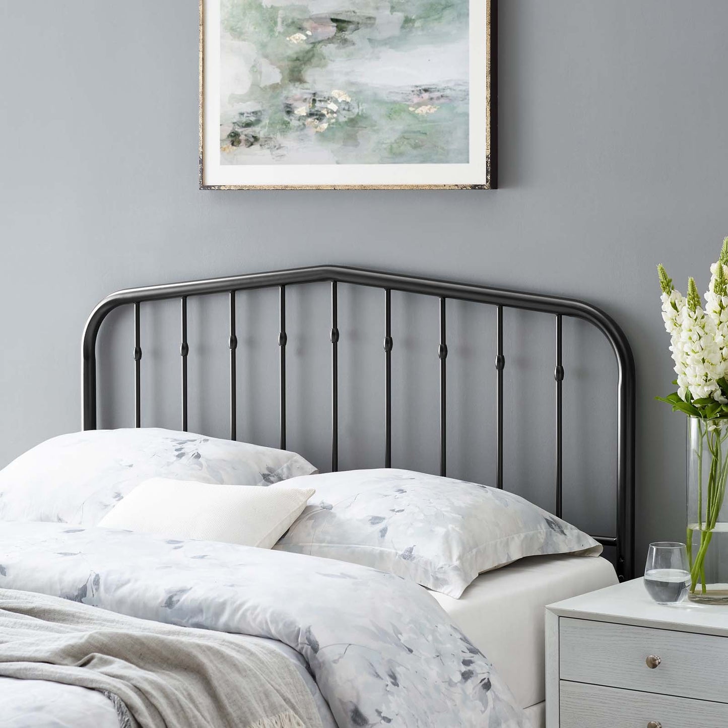 Lennon Twin Metal Headboard, Metal, Black, 21389