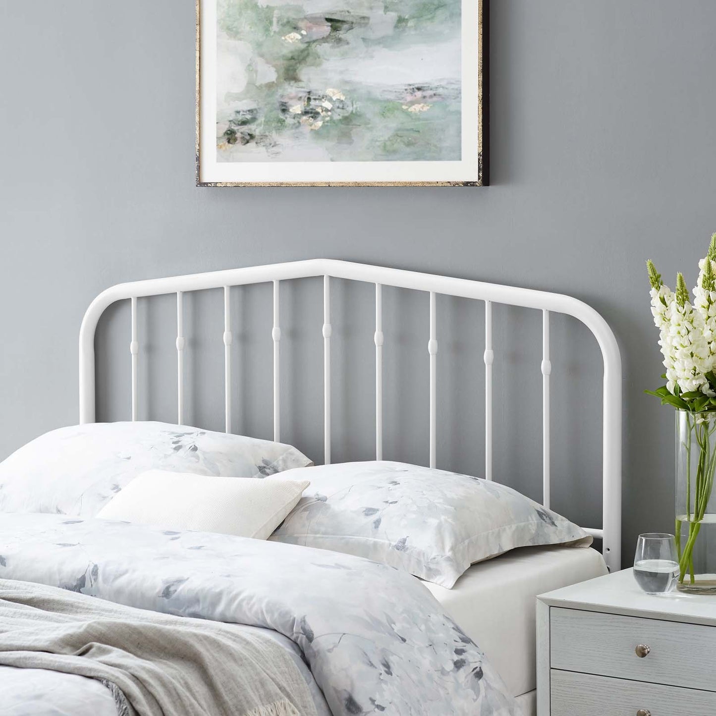 Lennon Full Metal Headboard, Metal, White, 21396