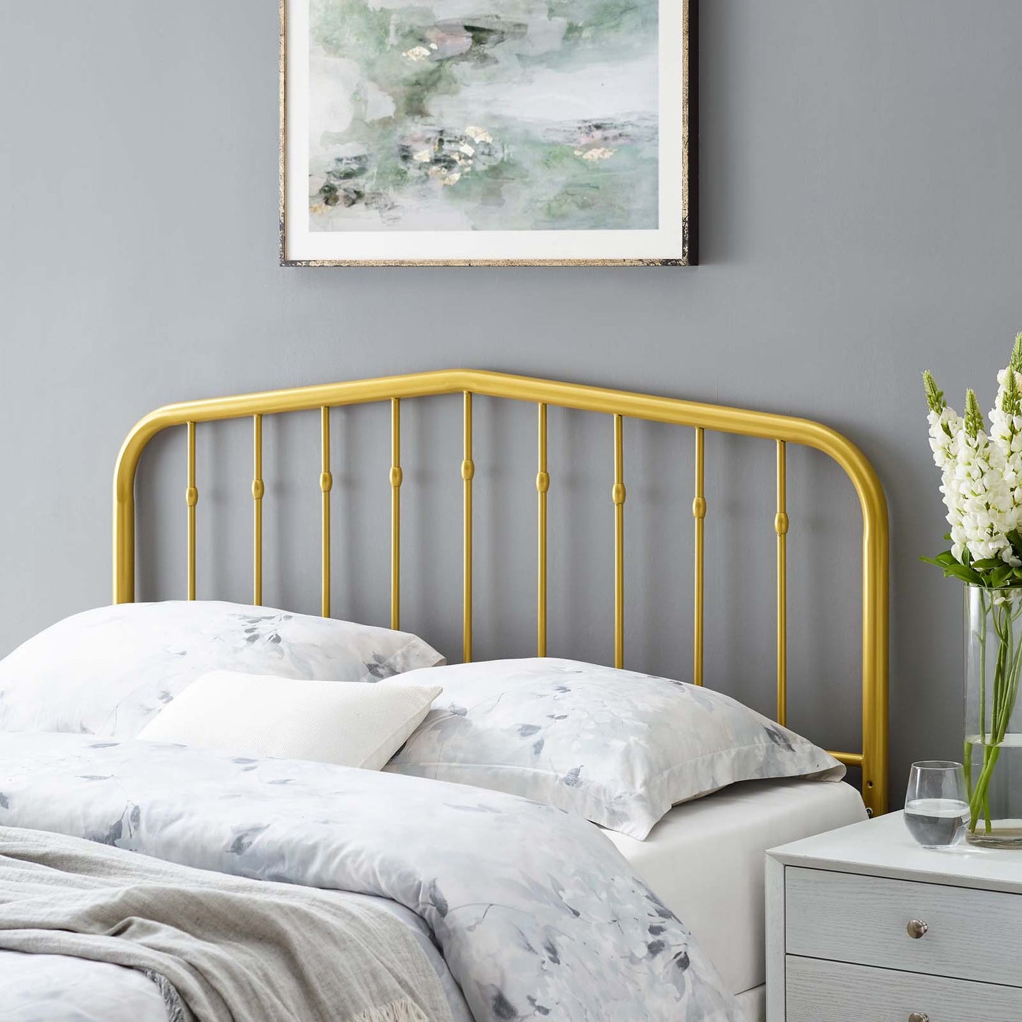 Lennon Queen Metal Headboard, Metal, Gold, 21398