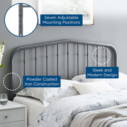 Lennon Queen Metal Headboard, Metal, Grey Gray, 21399