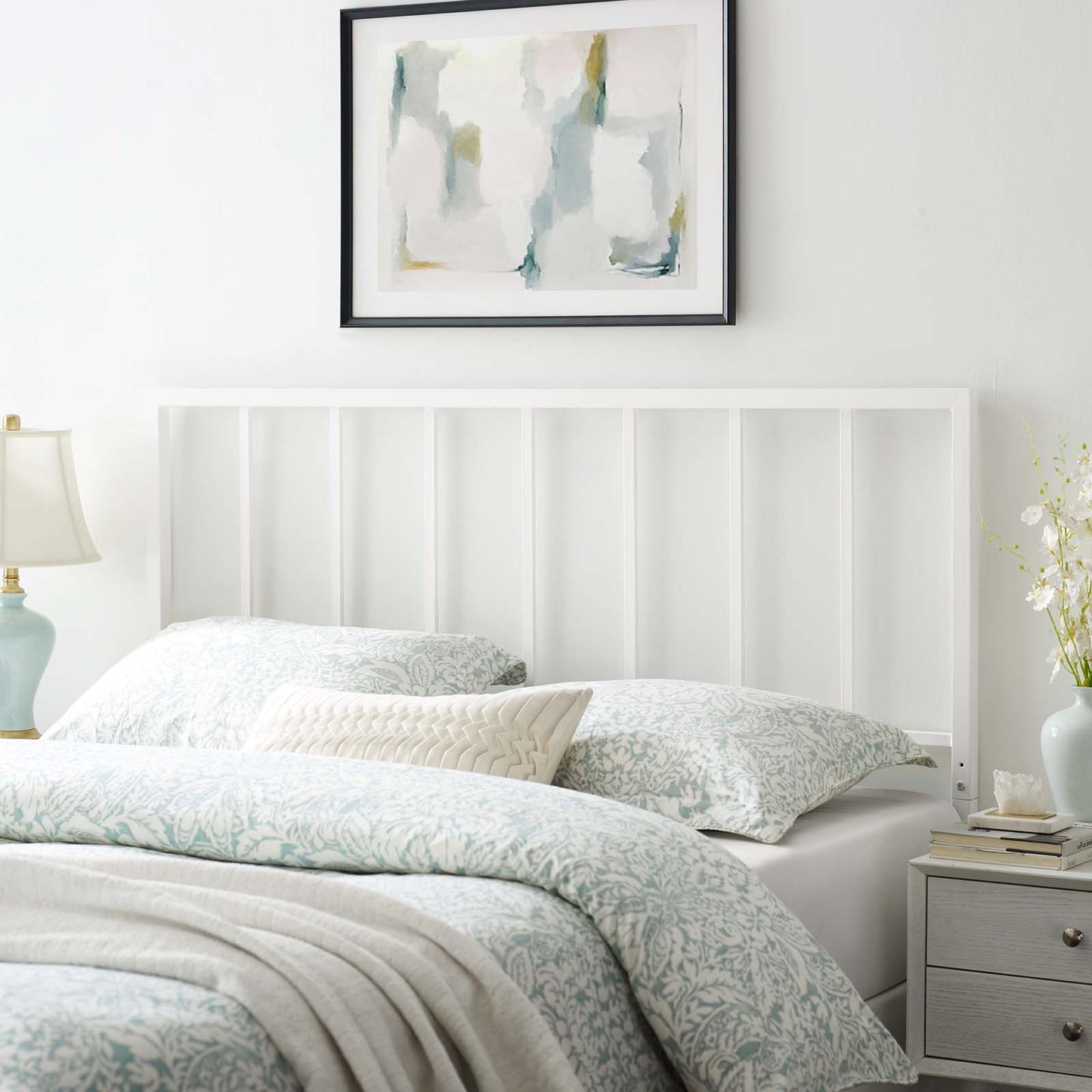 Tatum Full Metal Headboard, Metal Steel, White, 21412