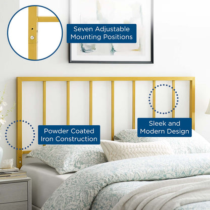 Tatum Queen Headboard, Metal Steel, Gold, 21414