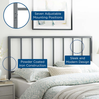 Tatum King Metal Headboard, Metal Steel, Grey Gray, 21419